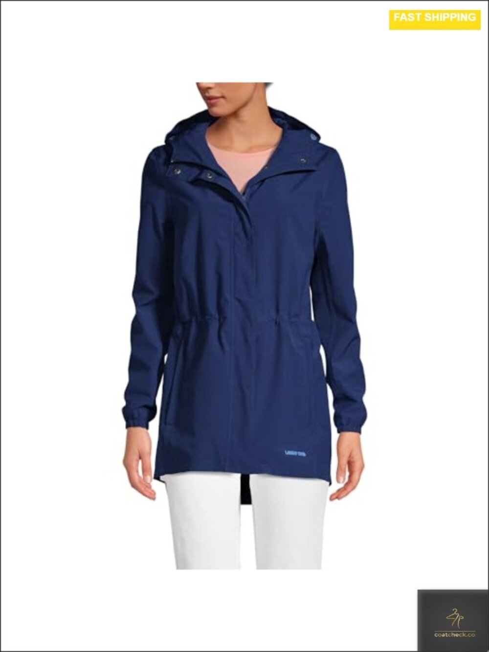 Lands' End Packable Waterproof Raincoat - 100% Polyester, Hooded & Windproof